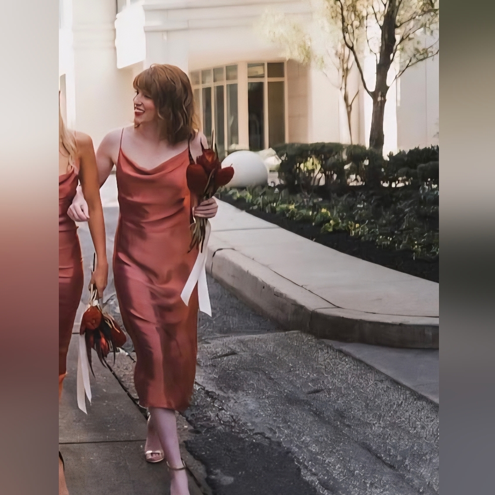 Anthropologie Emsilk Silk Custom Copper Dress Size Medium